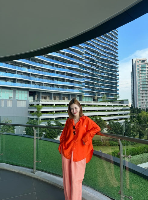 Women Casual Long Sleeves Shirt With Stripes Trousers